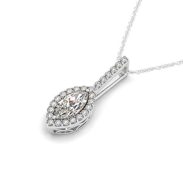 Marquis Shape Diamond Halo Pendant in 14k White Gold (2/3 cttw) - Alexandria Jewelry & Company Beverly Hills