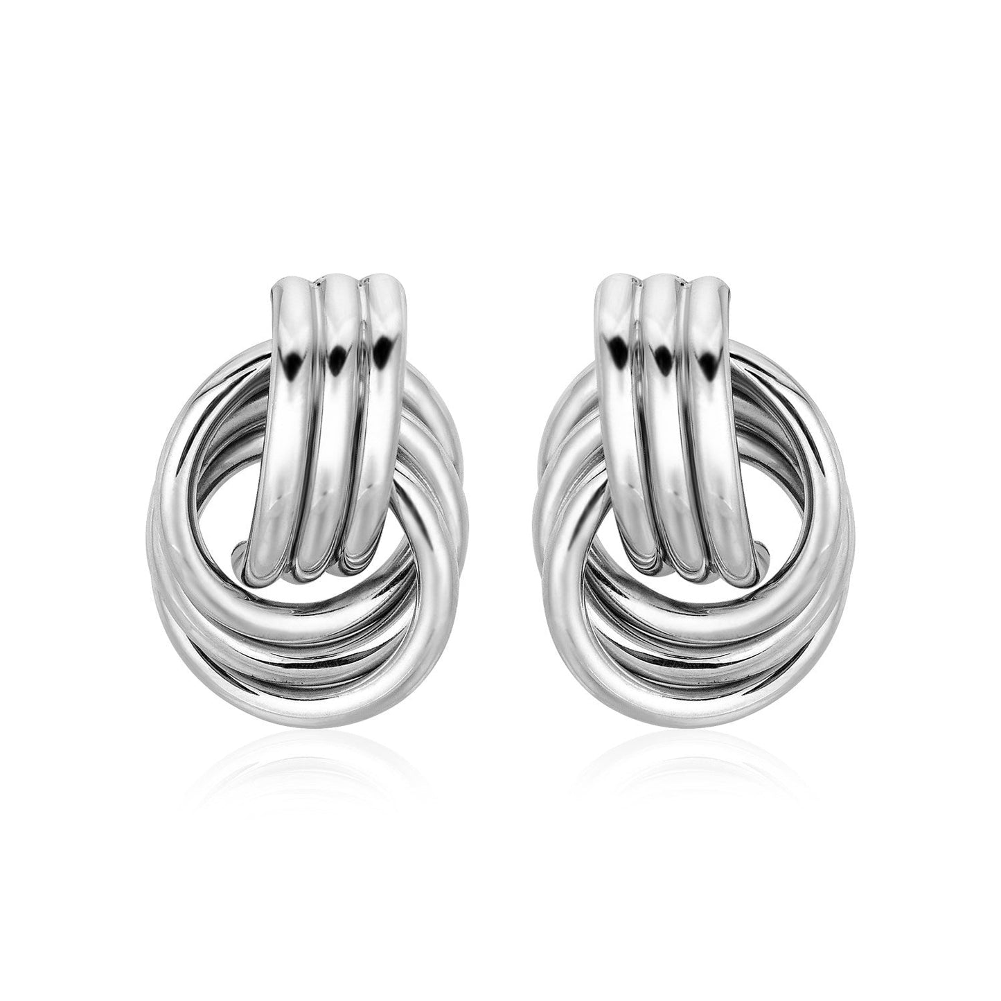 Polished Love Knot Earrings with Interlocking Rings in Sterling Silver - Alexandria Jewelry & Company Beverly Hills