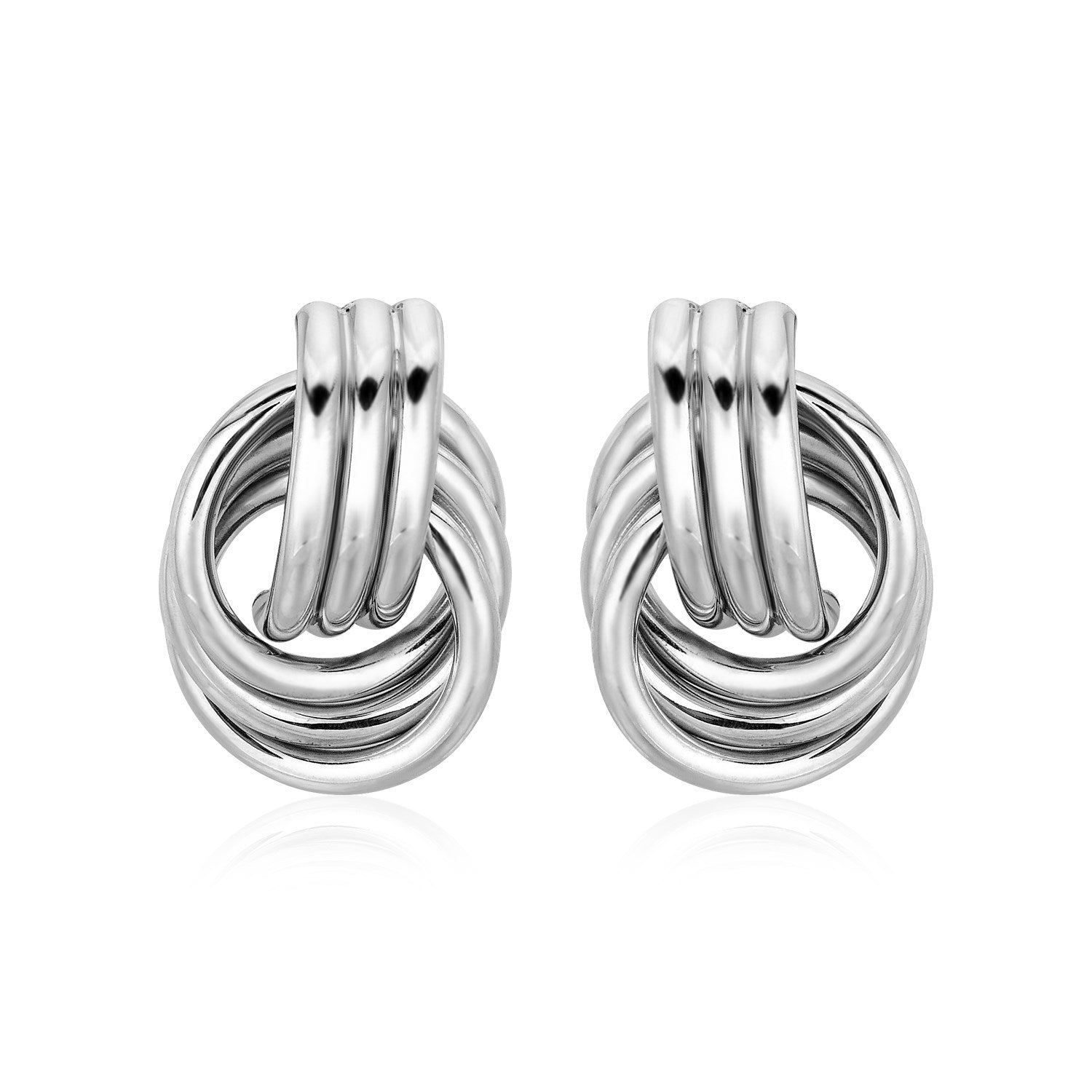 Polished Love Knot Earrings with Interlocking Rings in Sterling Silver - Alexandria Jewelry & Company Beverly Hills