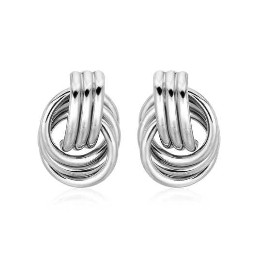 Polished Love Knot Earrings with Interlocking Rings in Sterling Silver - Alexandria Jewelry & Company Beverly Hills