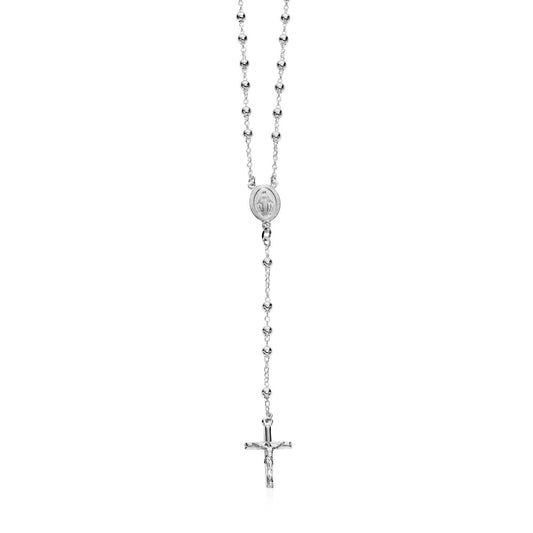 Polished Rosary Chain and Bead Necklace in Sterling Silver - Alexandria Jewelry & Company Beverly Hills